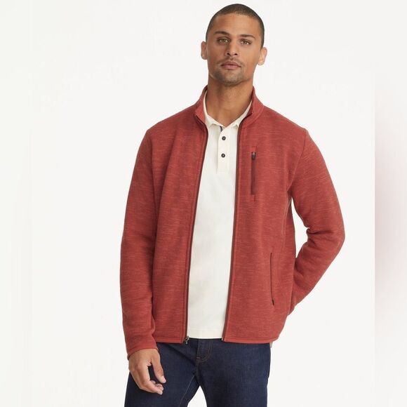 Untuckit Fleece Full-Zip sweater red size L NWOT - Picture 1 of 7